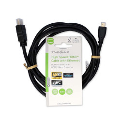 Câble HDMI Haute Vitesse avec Ethernet - Connecteur HDMI vers Micro HDMI - 4K à 30Hz, 10.2 Gbps - 2 m - Noir