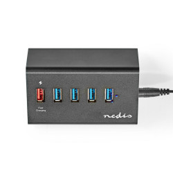 Nedis USB Hub 5-Port QC3.0 / USB 3.2 Gen1 - Black