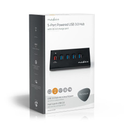 Hub USB Nedis 5 Ports QC3.0 / USB 3.2 Gen1 - Noir