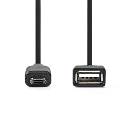 Adaptateur Micro-B USB Nedis - USB-A Femelle, 480 Mbps, 0.20 m, Noir