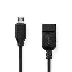 Adaptateur Micro-B USB Nedis - USB-A Femelle, 480 Mbps, 0.20 m, Noir