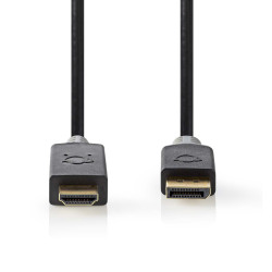 DisplayPort to HDMI Cable - 2 m, 4K@30Hz, Gold-Plated, Anthracite