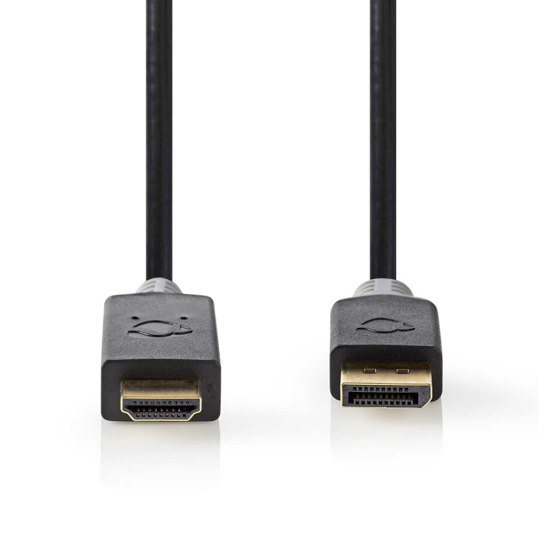Câble DisplayPort vers HDMI - 2 m, 4K@30Hz, Plaqué Or, Anthracite