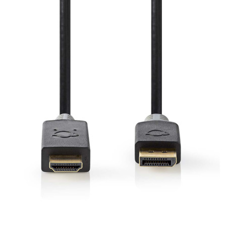 DisplayPort to HDMI Cable - 2 m, 4K@30Hz, Gold-Plated, Anthracite