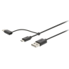 Câble USB 2.0 USB A Mâle - USB Micro-B / USB-C Male 1 m Noir