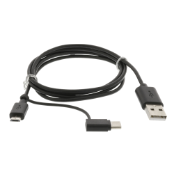 USB 2.0 Kabel USB A Male - USB-Micro-B / USB-C Male 1 m Zwart + Type-C-Adapter