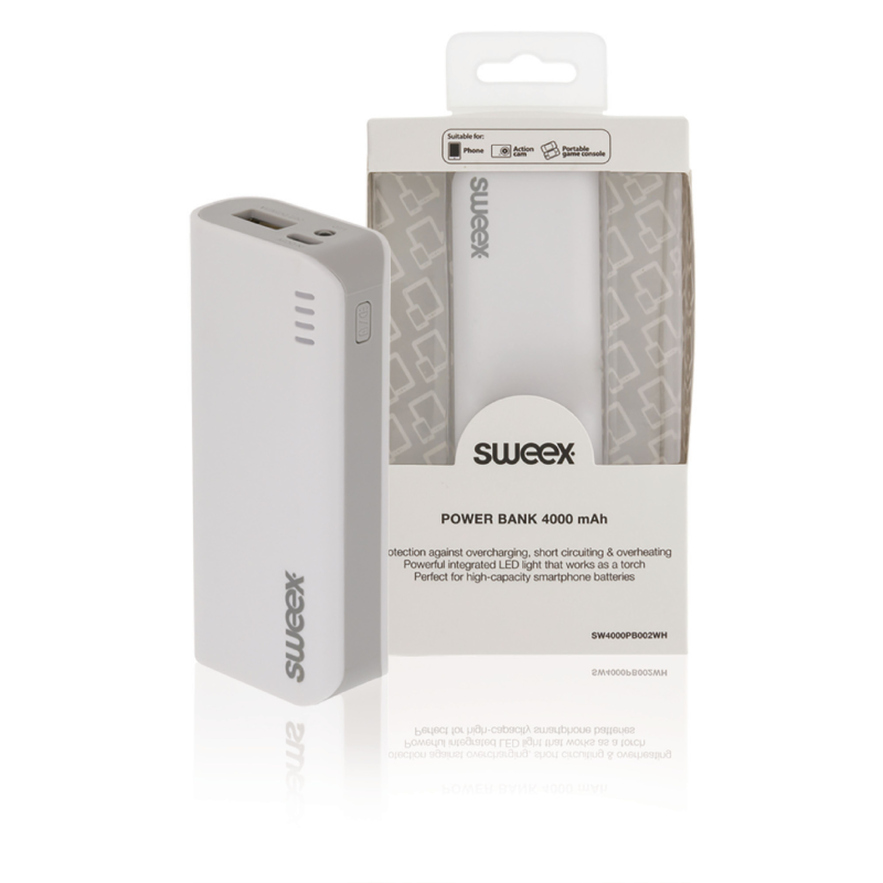 Sweex Draagbare Powerbank 4000 mAh USB Wit