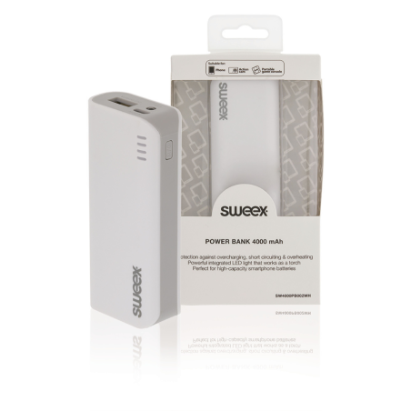 Sweex batterie de secours pour telephone 4000 mAh USB Blanc
