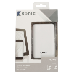 König Draagbare Powerbank Lithium-Ion 7500 mAh USB Wit