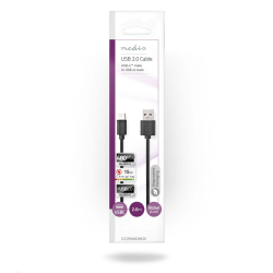 Nedis Câble USB USB 2.0 USB-A Mâle USB-C™ Mâle 480 Mbps Plaqué nickel 2.00 m Rond PVC Noir