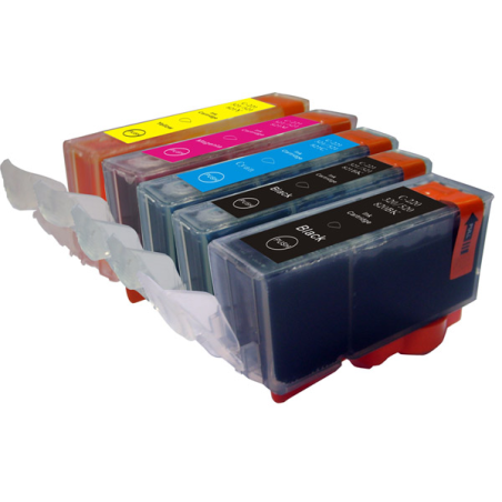 5 compatibele inktpatronen voor Canon PGI-520 + CLI-521 printer